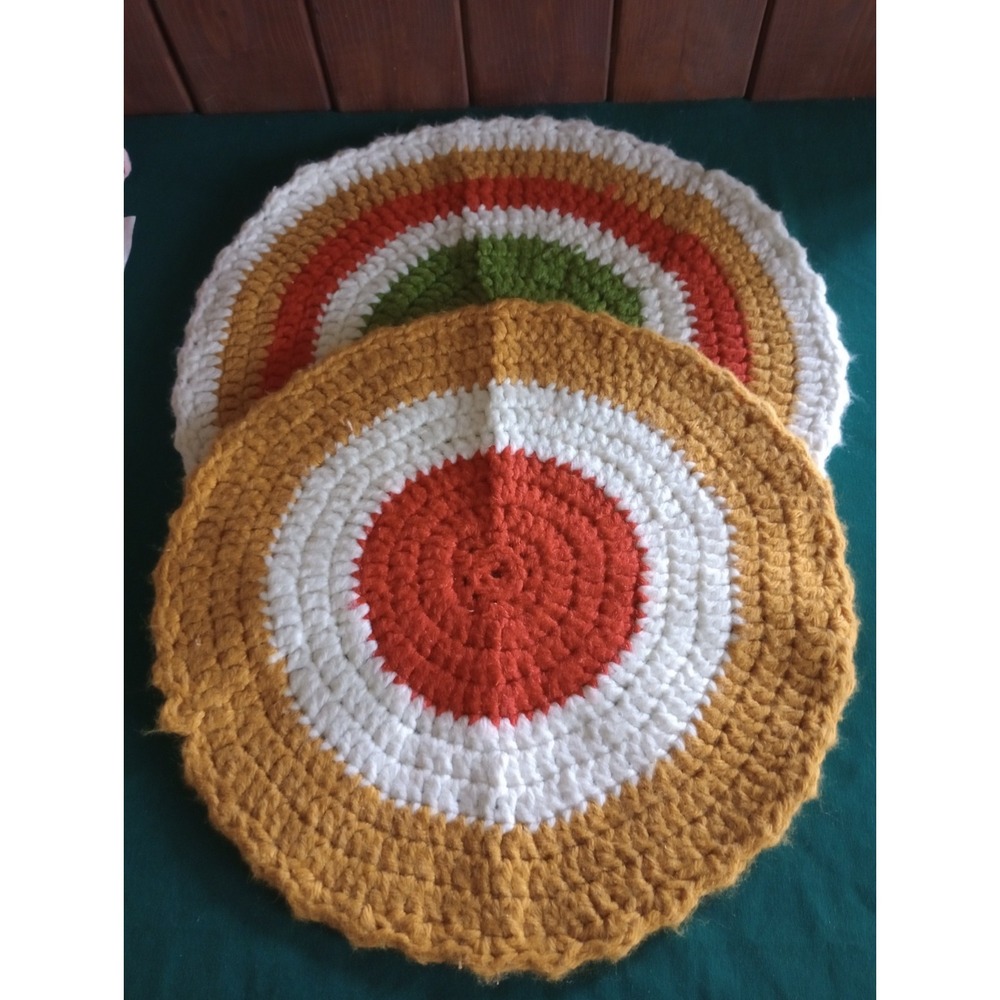 2-Vintage Handmade Round Crochet Doilies